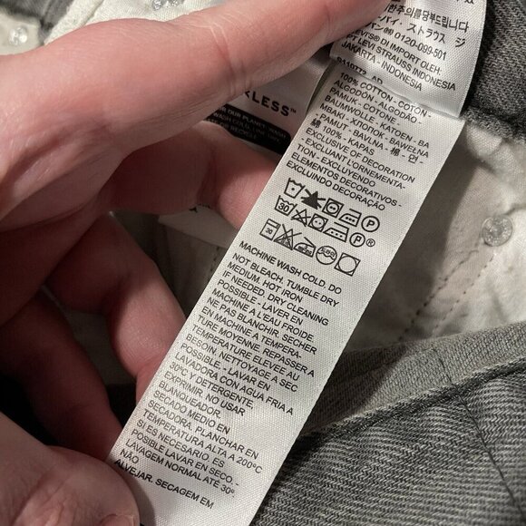 Levis Wmn 27 Gray Denim Splatter Hem Slouchy Mid Rise Low Pro Straight Jean NWOT - Picture 12 of 13